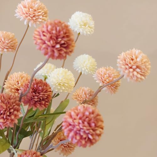 Artificial Mum Flowers with Long Stems - Pink Mixed 10 Pcs Faux Floral Arrangement for Home Decor