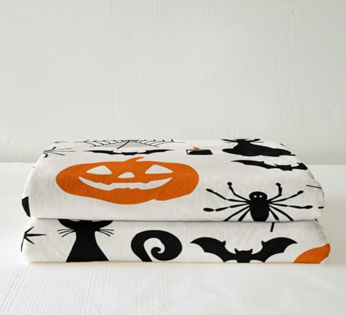 Halloween Sherpa Plush Blanket - Black Cat Pumpkin Ghost Fleece Throw 50x60 Inches - Variation of THIS listing