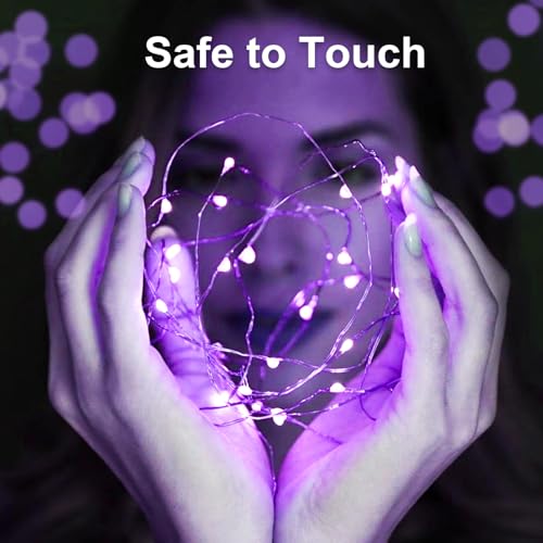 Purple 2 Pack USB Fairy String Lights 16ft with Remote & Timer - Indoor Outdoor Decor