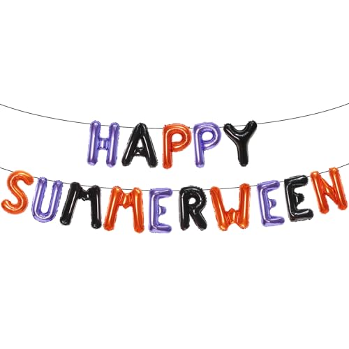 Summerween Balloons Banner - Tropical Beach Party Decorations, 16 Inch Letter Balloons