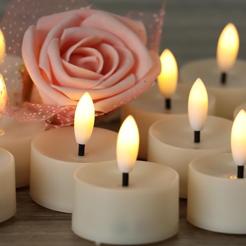 36 Pack Flameless LED Tea Lights with Black Wick - Safe Battery Operated Candles for Decor
