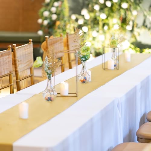 Light Gold Satin Table Runner 12x108 Inch Pack of 4 - Elegant Wedding & Party Decor