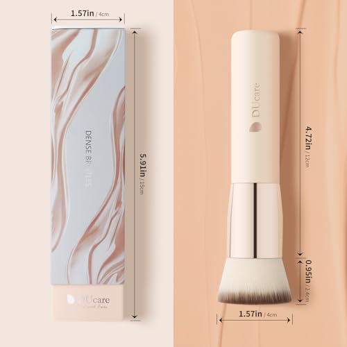 Flat Top Kabuki Foundation Brush - Synthetic Makeup Tool Beige