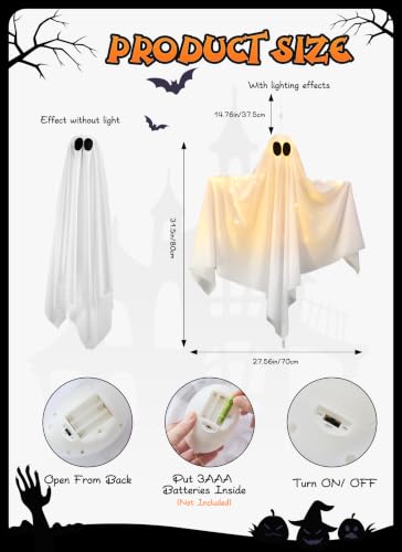 Brightown Halloween Hanging Ghost Light with Interactive Sound & Warm White Variation