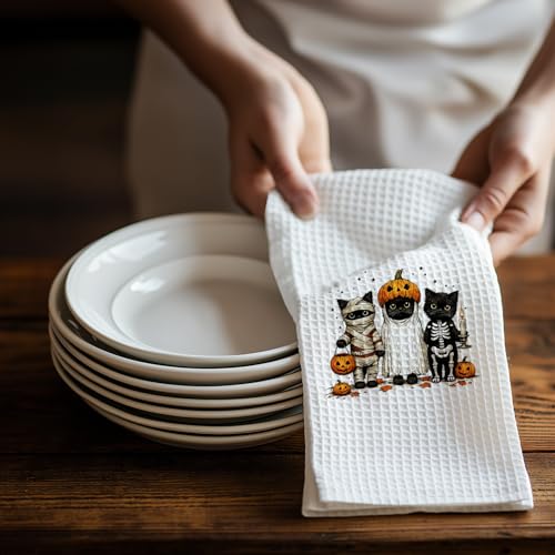 Halloween Spooky Cat Kitchen Towel 16x24 Inch - Fall-25 Cute Black Cat Gift