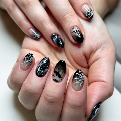Halloween Press On Nails Medium Almond Dark Style - Variation 46, 30Pcs