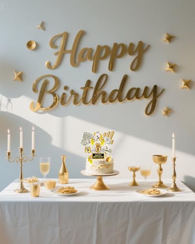 10PCS Money Theme Cake Toppers Dollar Bill Sign Party Decorations