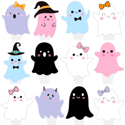 Halloween Ghost Cupcake Toppers 48PCS | Baby Shower & Party Decorations