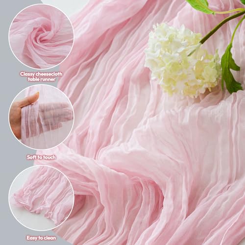 Light Pink Cheesecloth Table Runner 10ft Fall Autumn Wedding Party Decor - Jugbey