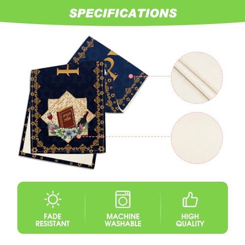 Blue Pesach Star of David Table Runner 13x72 Inch - Passover Holiday Decor