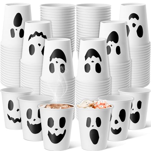 Halloween Ghost Disposable Paper Cups 8oz - 120 Pack, Ghost Pattern