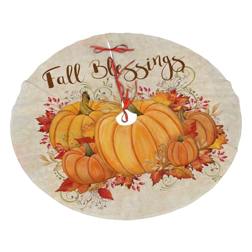 48-Inch Fall Blessings Christmas Tree Skirt Rustic Farmhouse Holiday Decor