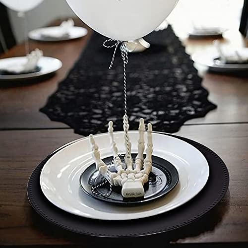 Black Charger Plates Set of 12 - Round Beaded Rim Dinnerware, 13-Inch