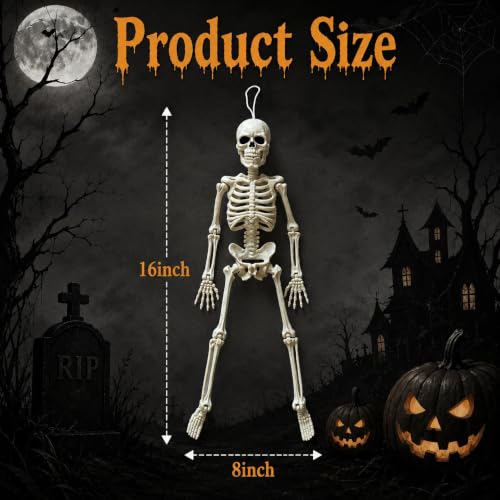 Halloween Hanging Skeletons Set of 2 - 16 Inch Spooky Decor - Variation 2