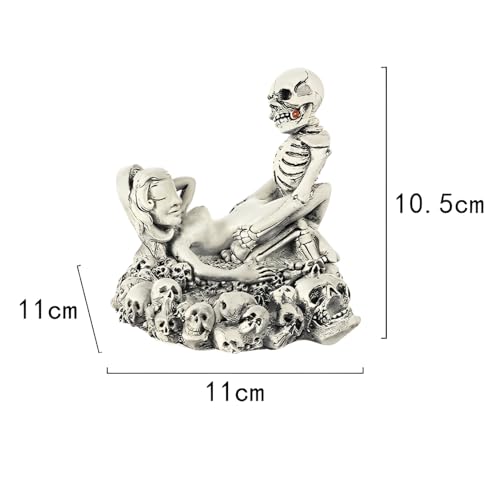 Skeleton Skull Ashtray with Girl Variation - Resin Halloween Gothic Smoking Decor
