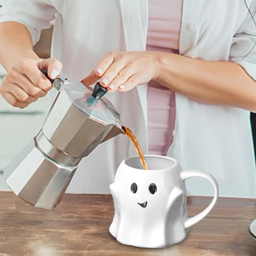 White Halloween Ghost Mug 3D Ceramic Coffee Cup - Novelty Spooky Drinkware