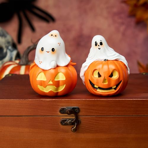 Halloween Ghost Decor Set - Cute & Spooky Ghost Figures for Indoor Outdoor Halloween Yard Pumpkin Patch - Spooky Ghost Variation