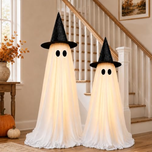 Indoor Halloween Ghost Decorations with Lights - 2 Pack Spooky Spooky Halloween Decor