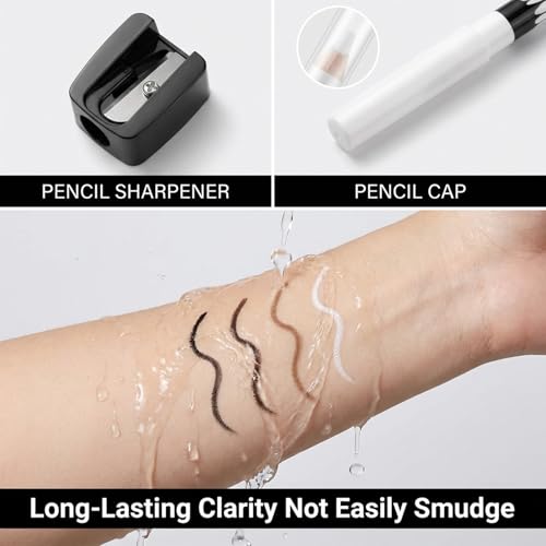 8Pcs Barber Pencil Set with Lid for Hairline & Beard Shaping - Natural Colors
