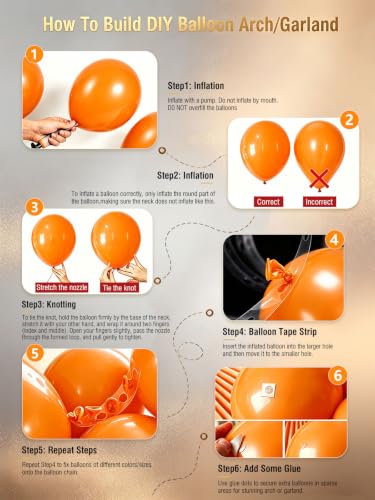 Heavy Duty Orange Latex Balloons - 100 Pcs 12 Inch Party Decorations, Variation C14