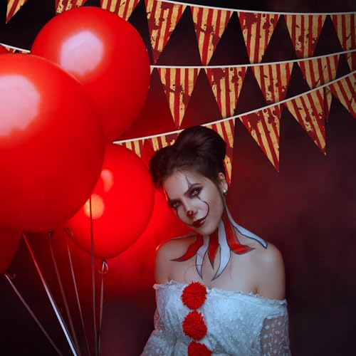 Halloween Red White Striped Pennant Banner Set - 10 Ropes, Circus Decor, 20 Flags Each, 10 Meters - Variation of THIS listing