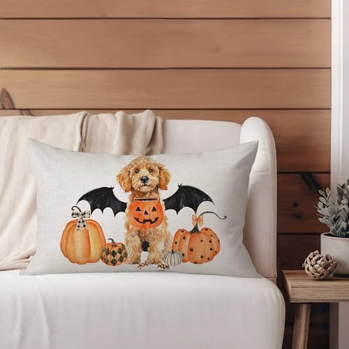 Halloween Pillow Covers 12x20 Inch Dog Pillow Cover - Golden Doodle Halloween Sofa Bed Decor