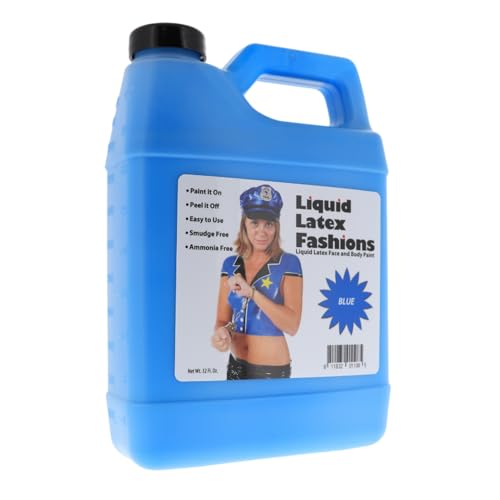 Blue Liquid Latex Body Paint 32 Oz for Cosplay & Special Effects - Ammonia Free