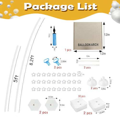 Gold Balloon Arch Stand Kit with Water Base for Weddings & Parties - 8.2Ft & 5Ft Half Arch