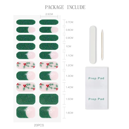 Semi Cured Gel Nail Art Strips - Christmas Glitter French Tip Wraps