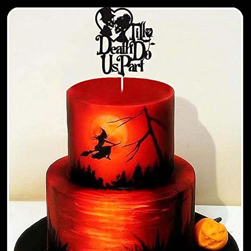 Skull Cake Topper for Halloween & Wedding - 6 Inch Glitter Silhouette Decoration