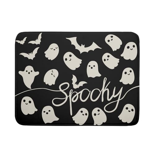 Halloween Dish Drying Mat for Kitchen Counter 18x24 Black Spooky Ghost Reversible Microfiber Absorbent Protector - Variation of THIS listing