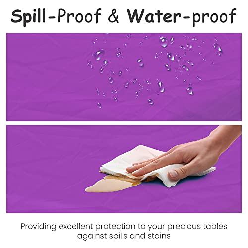 Purple Round Plastic Tablecloth 84 x 84 Inches - Pack of 6, Disposable & Wrinkle-Resistant