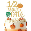 Fall Pumpkin Cake Topper Half Way to One Birthday Decor for Autumn Celebrations