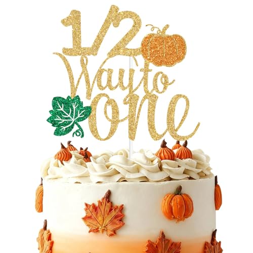 Fall Pumpkin Cake Topper Half Way to One Birthday Decor for Autumn Celebrations