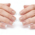 White French Tip Semi-Cured Gel Nail Strips - Long Lasting DIY Nail Wraps, 20 Pcs, Beginner-Friendly