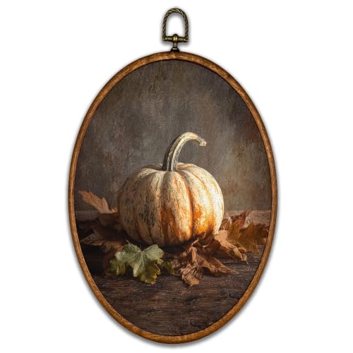 Vintage Rustic Pumpkin Fall Oval Wall Art - Fall-27 8.6x11.4 Inches