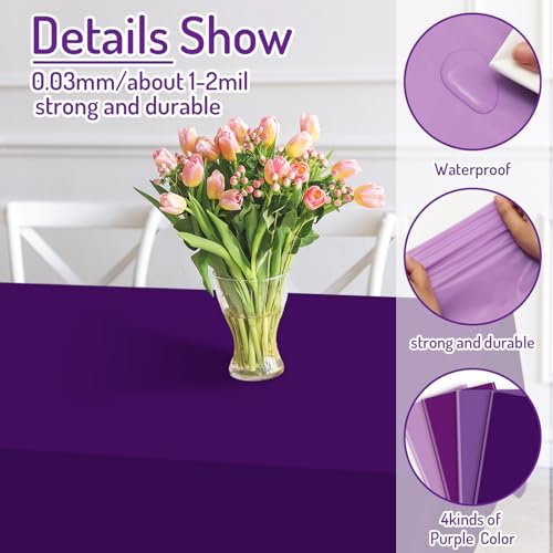 Purple Plastic Tablecloth 16Pcs 54x108 Inch Waterproof Party Cover - Gradient Purple