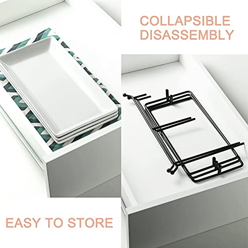 White 3-Tier Serving Tray Stand - 12 Inch Rectangular Platters with Variation in Black, 15.9" x 11.7" x 9.1"