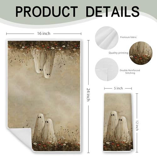 Halloween Ghost Kitchen Hand Towels - 16x24in Decorative Dish Towels - Ghost Towel Variation