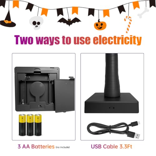 Halloween Decor Indoor 2 Pack 24-Inch Black Halloween Trees with Orange & Purple LED Lights - USB & Battery Powered, Spooky Twig Trees with Timer
