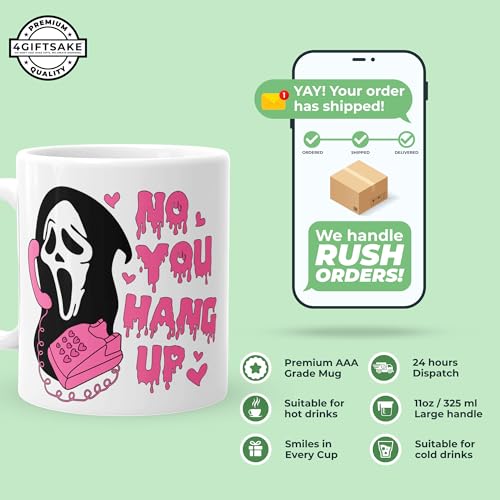 Halloween Mug 11oz Ghostface No You Hang Up Design - Spooky Horror Coffee Cup