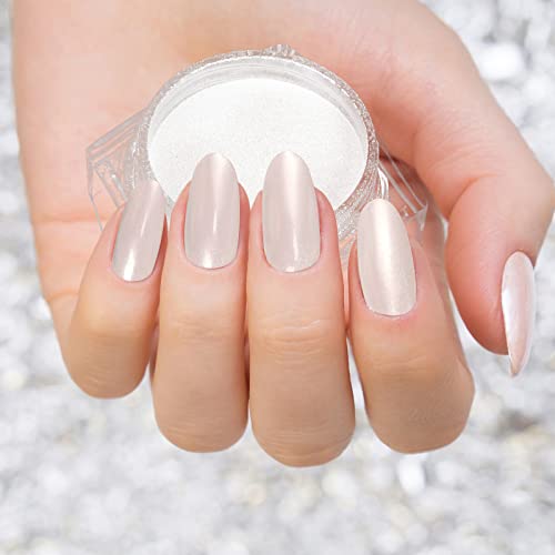 White Pearl Chrome Nail Powder - Iridescent Mermaid Pigment - 1 Jar