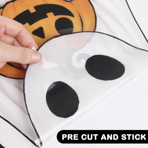 Large Halloween Ghost Window Clings - White Ghost, Double-Sided Stickers, 3 Sheets