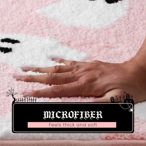Moutina Ghost Bathroom Rug 20x32 Inch Pink Halloween Bath Mat - Whimsical Decor
