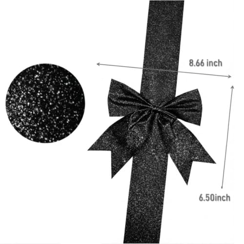 Black Holiday Ribbon & Bow Set for Cabinets - 4 Pcs Festive Wreath Decorations