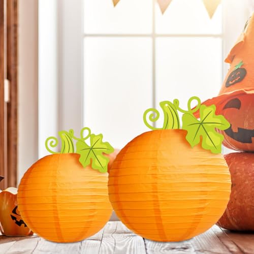 Halloween Pumpkin Hanging Paper Lanterns Set - 6 Pieces 10/12 Inch Fall Decor