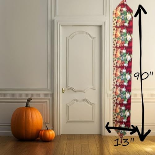 Fall Table Runner 13x90 Inches Pumpkin Scarecrow Harvest Woven Decor