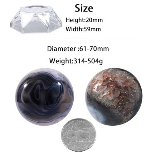 Black Agate Stone Sphere 2.36-2.76 Inch Natural Crystal Ball for Meditation & Decor