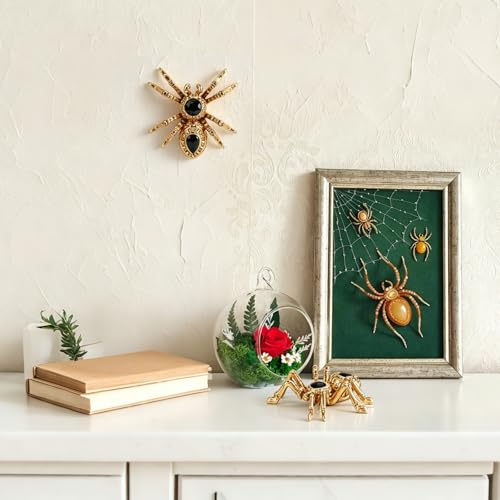 Gothic Spider Wall Decor Halloween Sculpture Antique Gold Resin