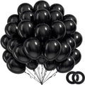 Black Balloon Kit - 100pcs 12 Inch Latex Balloons with Ribbon for Party Decorations